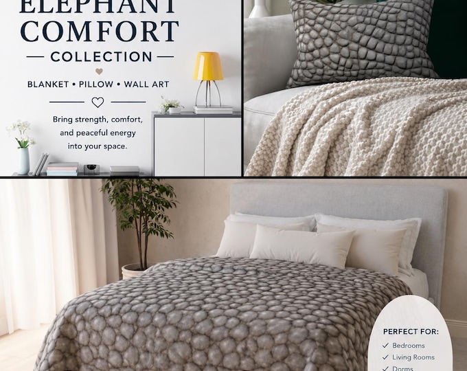 Elephant Comfort Blanket Pillow or Wall Art Comfort Gift for Anxiety