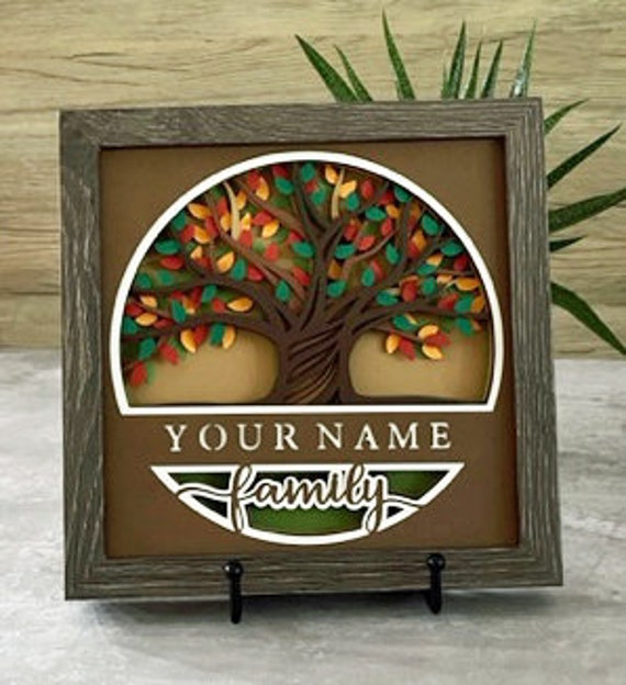 Family Tree Shadow Box. Personalized Gift for Mother's Day