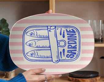 Sardine Lover Platter, Tinned Fish Tray, Coastal Kitchen Decor, Seafood Gift, Mediterranean Hostess Gift, Coastal Gift, Trendy Sardines