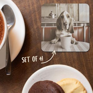 Cute Dog Coaster Set - Dog Lover Gift, Kitchen Decor, Coffee Bar Accessory, Pet Themed Coasters, Coffee Lover Gift