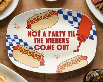 Funny BBQ Serving Tray, Hot Dog Platter, Cookout Serving Tray, BBQ Party Decor, Summer Entertaining Tray, Hostess Gift, Funny Food Tray