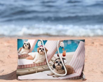 Chic Shih Tzu Hund Themed Weekender Bag, Haustier-Liebhaber-Strandtasche, Hund Eltern Geschenk, Reisetasche, Shih Tzu Mom