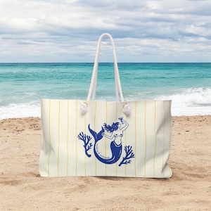 Mermaid Weekender Bag | Stylish Travel Tote for Beach Days, Gym, or Weekend Getaways | Nautical Gift for Sea Lovers, Summer Vacation