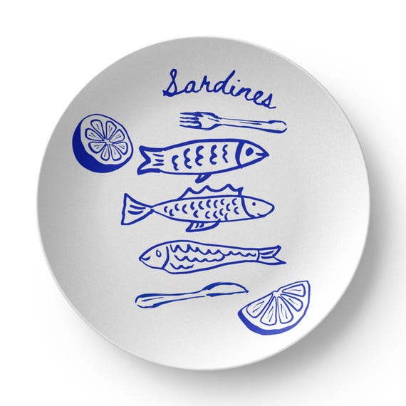 Sardine Plate – 10” Wall Plate With Sardine Design, Tinned Fish