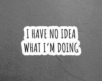 May include: A white sticker with black text on a gray textured background. The text reads "I have no idea what I'm doing."