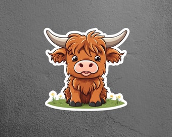 Baby Highland Cow Sticker, Fun Sticker, Laptop Sticker, Tumbler Sticker, Water Bottle Sticker, Kindle Sticker, Animal Sticker, Cute Sticker