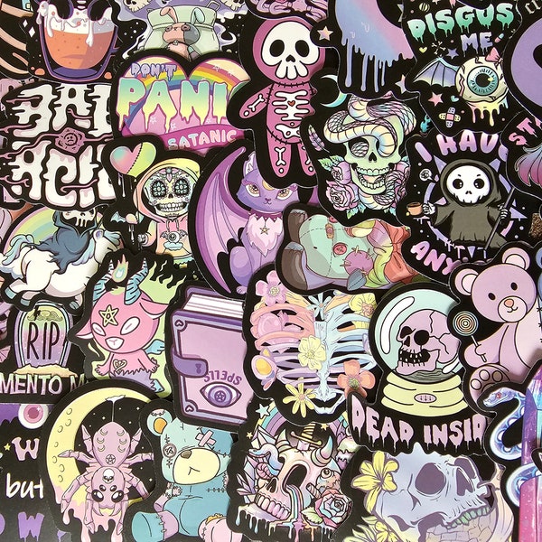 56 Cute Gothic Stickers Perfect for Laptop, Water Bottle, Skateboard