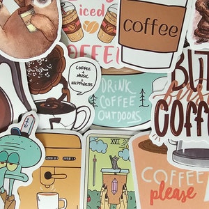 50 Coffee Lover Stickers Decals Pack Cool Boho Lot for Laptop Phone Water Bottle
