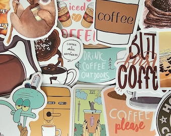 50 Coffee Lover Stickers Decals Pack Cool Boho Lot for Laptop Phone Water Bottle