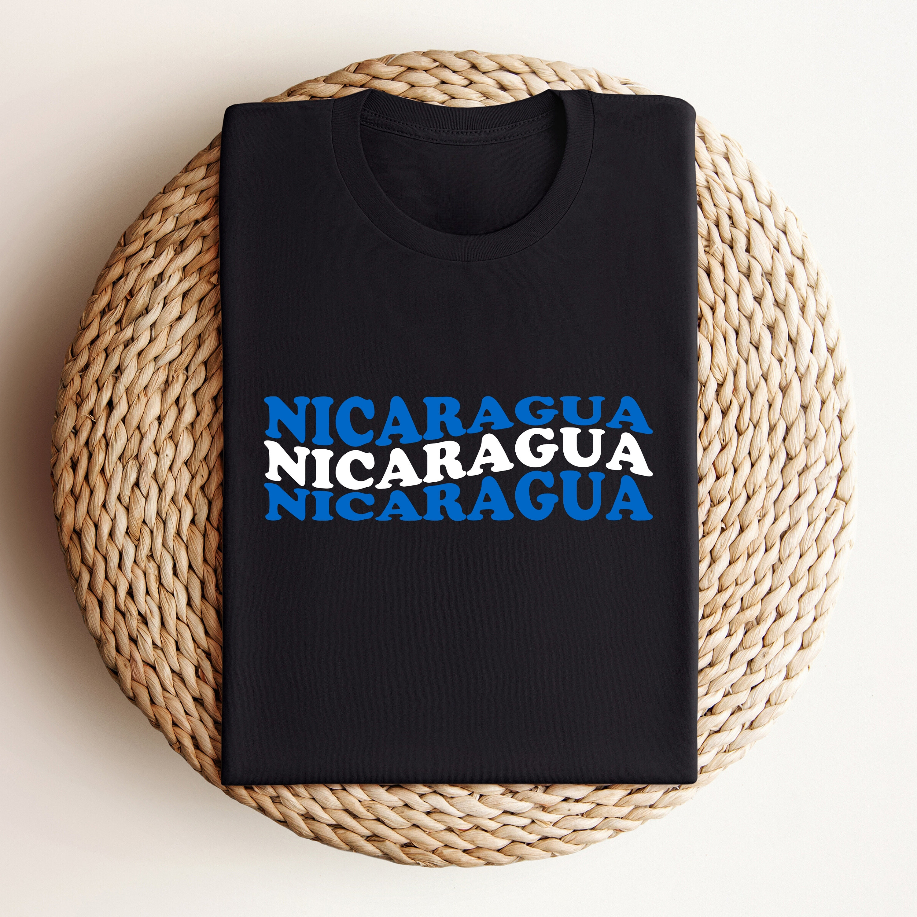 T-shirt Patriotique Nicaragua - Armoiries Imprimées - Coton Fait Main USA