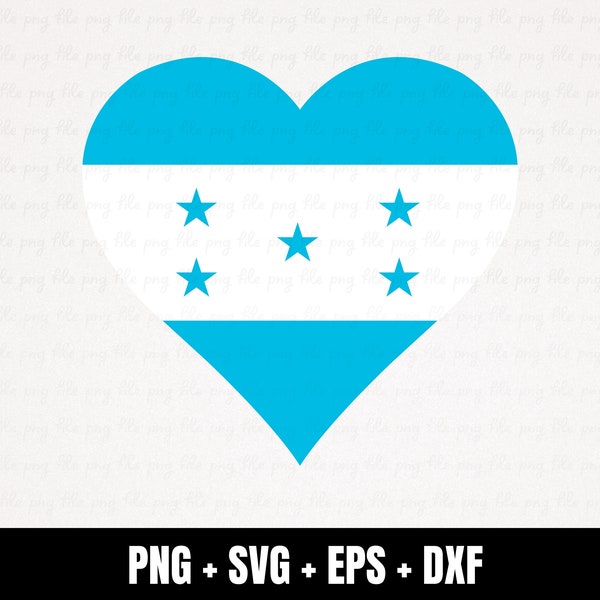 Honduras Heart Flag SVG Files | Latin America Vector Files | North America Vector Files | Heart Shape Vector | Honduras Clip Art