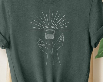 Coffee LoverT-shirt,  Hands Praise Coffee Shirt, Coffee Cup Tee, Gift for Coffee Lover