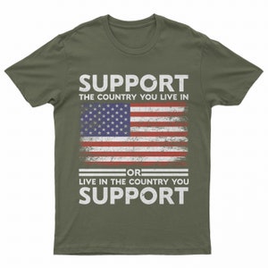 Patriotisk amerikansk flagga-t-shirt: Gåva till självständighetsdagen Olive Green