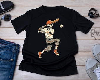 Skeleton Baseball Shirt, Halloween Baseball T-Shirt, Funny Baseball Halloween Tee, Spooky Batter Shirt, Baseball Player Gift