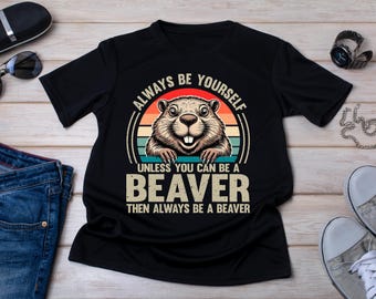 Camiseta retrô de castor, camiseta divertida para amantes da vida selvagem.