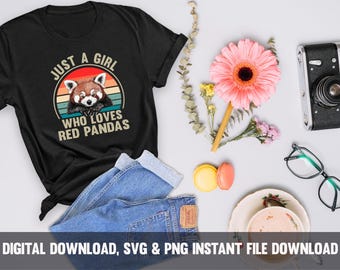Red Panda Girl Design, Animal Lover Gift (PNG SVG Digital Download)