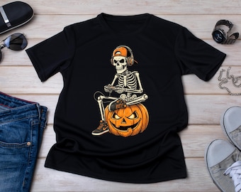 Gamer Skeleton Shirt, Halloween Gaming Shirt, Skeleton Gamer Tee, Funny Gaming Shirt, Video Game Shirt, Halloween Shirt for Boys, Gamer Gift