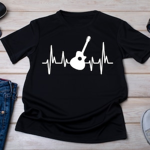 Guitar Heartbeat T-Shirt: Musician Gift, Rock Concert Tee