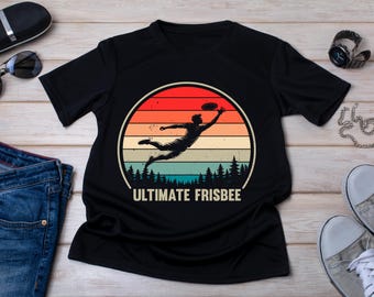 Camiseta Retro Sunset Ultimate Frisbee Player, Presente para Atleta de Disco Voador