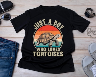 Apenas um garoto que ama tartarugas - Camiseta vintage retrô ao pôr do sol