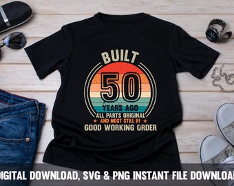 Shirtontwerp 50e verjaardag: vintage 1975, alle originele onderdelen (digitale download)