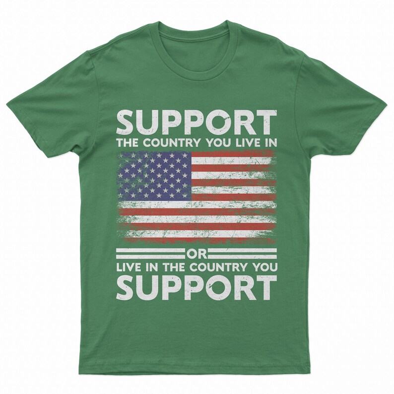 Patriotisk amerikansk flagga-t-shirt: Gåva till självständighetsdagen Kelly Green
