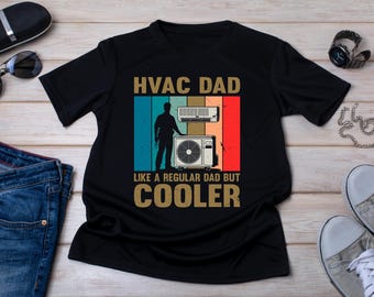 Camiseta para pai de técnico de ar condicionado, estilo pôr do sol vintage.