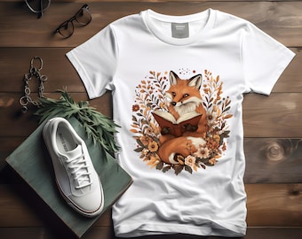 Floral Fox Shirt: Cottagecore Book Lover Tee