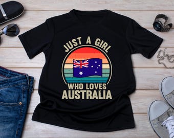 Camiseta "Apenas uma garota que ama a Austrália", Camiseta com a bandeira da Austrália, Camiseta "Garota Australiana", Presente para quem demonstra orgulho australiano, Camiseta para quem ama a Austrália
