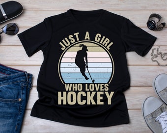 Girls Hockey T-Shirt: Vintage Hockey Lover Tee