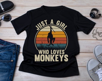 Monkey Sunset Shirt: Just a Girl Who Loves Monkeys Tee