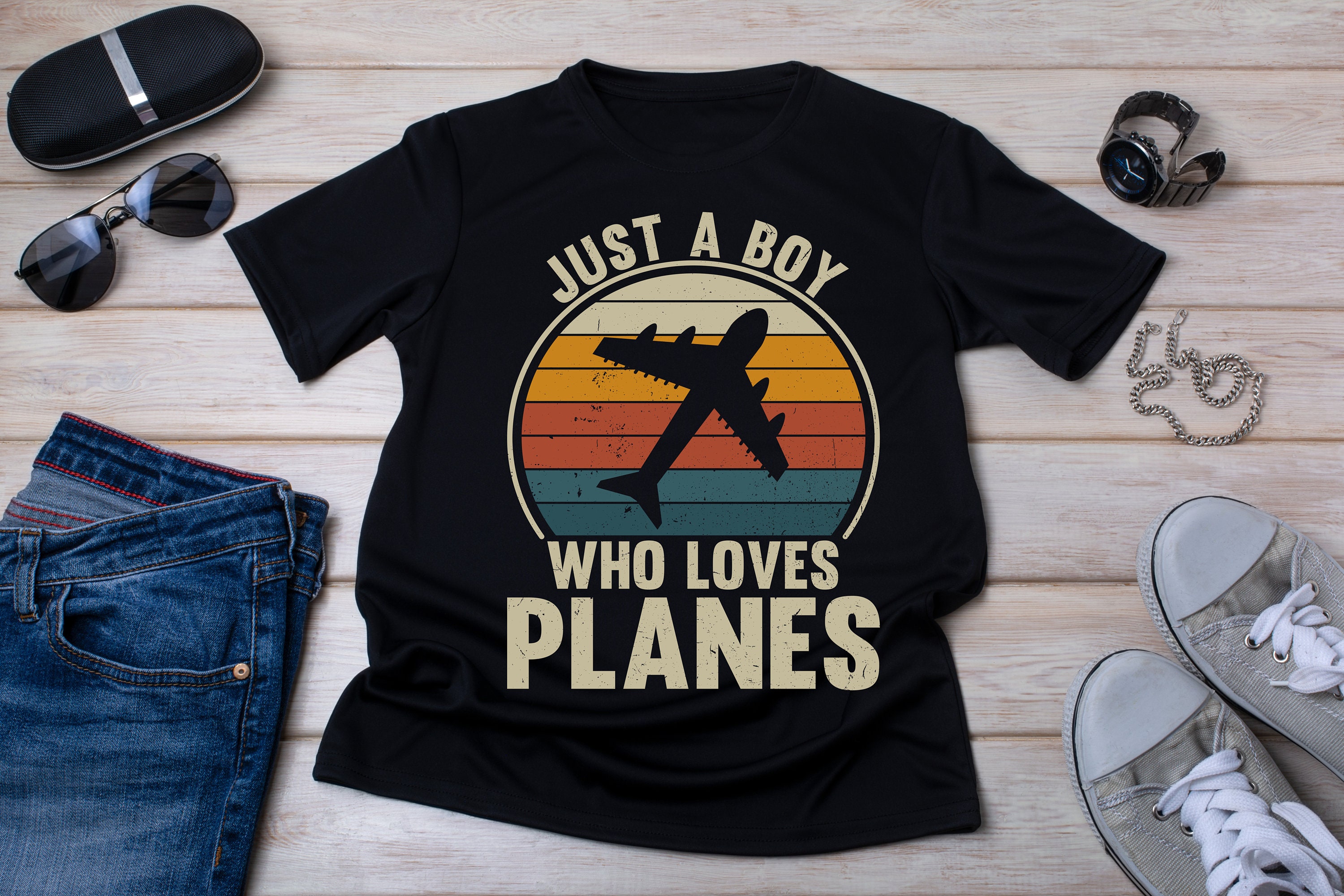 Airplane lover Shirt, Just A Boy Who Loves Planes T-Shirt, Aviation Shirt, Airline Pilot Gift, Flying Planes Shirt, Vintage Aviator Gift