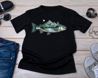 Trout Fly Fishing Shirt, Fisherman T Shirt, Trout Fishing Gift, Fly Fishing Shirt, Mountain Nature Shirt, Outdoor Wilderness Tee