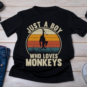 Monkey Sunset Shirt: Just a Boy Who Loves Monkeys Tee