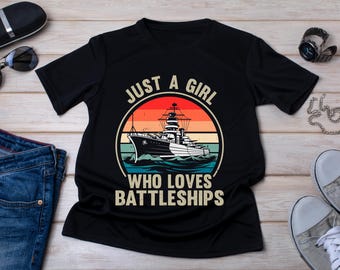 Battleship Lover T-Shirt: Vintage Gril Warship Lover Gift