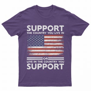 Patriotisk amerikansk flagga-t-shirt: Gåva till självständighetsdagen Purple