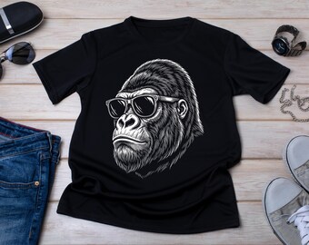 Silverback Gorilla Shirt, Gorilla Sunglasses T-Shirt, Funny Gorilla Tee, Gorilla Face Shirt, Wildlife Animal Lover Gift, Ape Shirt