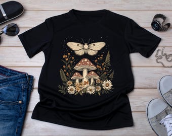 Floral Moth T-Shirt, Cottagecore Fairycore Shirt