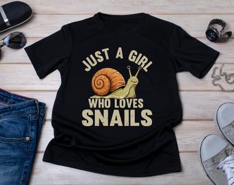Camiseta "Apenas uma garota que ama caracóis", presente fofo para quem ama caracóis, camiseta legal com caracóis, camiseta com caracóis de estimação, camiseta para garotas que amam caracóis no jardim