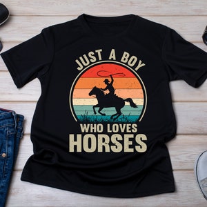 Boy Who Loves Horses Shirt: Equestrian Gift