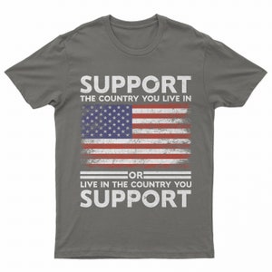 Patriotisk amerikansk flagga-t-shirt: Gåva till självständighetsdagen Asphalt Grey