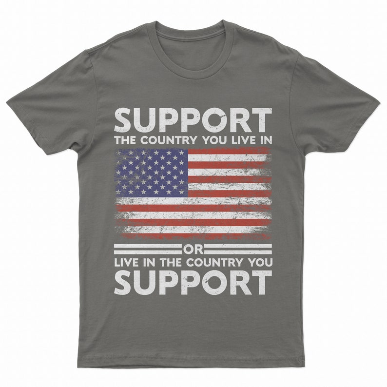 Patriotisk amerikansk flagga-t-shirt: Gåva till självständighetsdagen Asphalt Grey