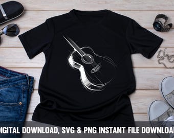 Guitarra acústica SVG PNG: Regalo para músico (Descarga instantánea)