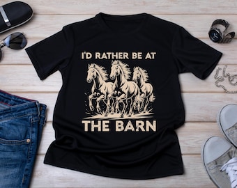 Camiseta para amantes de los caballos: Vida en el establo ecuestre, estilo retro de granja