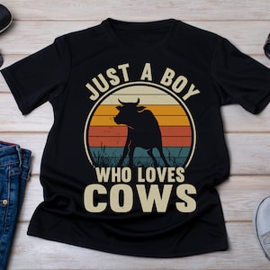 Just A Boy Who Loves Cows T-Shirt Animal Lover Farm Gift Just A Boy Who Loves Cows T-Shirt Animal Lover Farm Gift