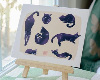 Black Cats Art Print – Whimsical Feline Wall Art