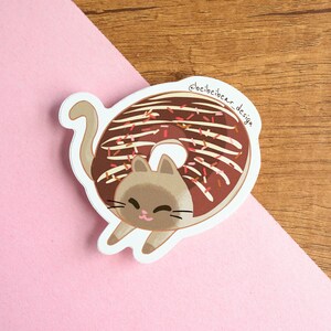 Sticker chat donut, sticker chat birman siamois, sticker mignon, sticker chat drôle, cadeau mignon, cadeau pour amoureux des chats