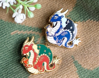 Épingle en émail dur pacifique dragon thé, broche fantaisie dragon zen oriental, épinglette zodiaque chinois