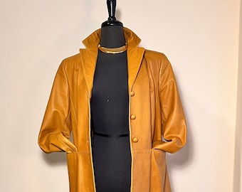 70's Style Tan Leather Trench