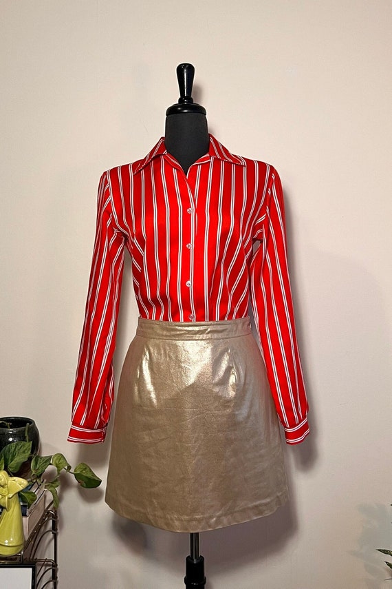 Vintage Red & White Striped Button Up | 70's Candy